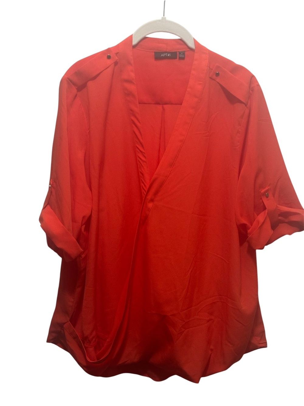 NWOT APT. 9 Orange V-Neck Roll-Sleeve Blouse Size 1XL